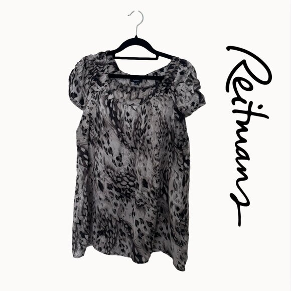 Reitmans Tops - Reitmans Black and Gray Animal Print Women's Blouse Size XL
